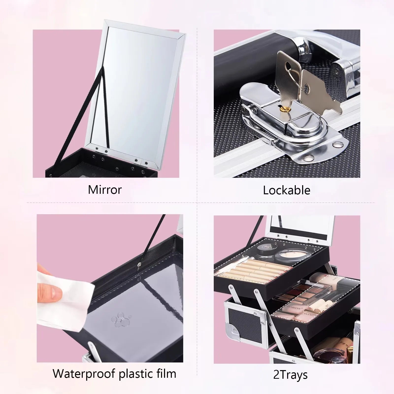 Portable Makeup Case with Mirror