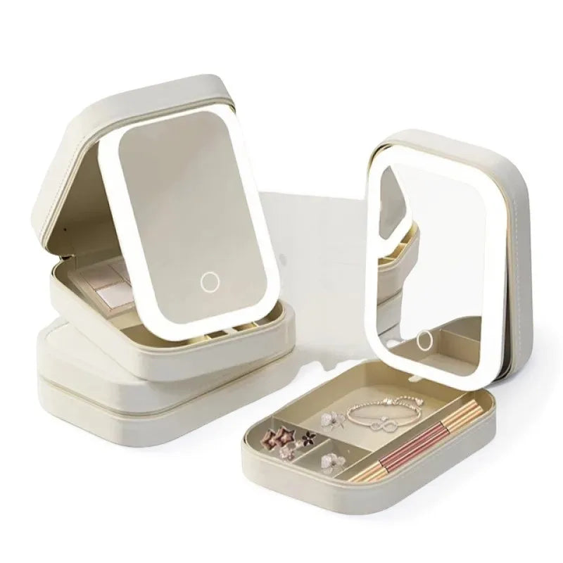 LED Mirror Makeup Storage Box